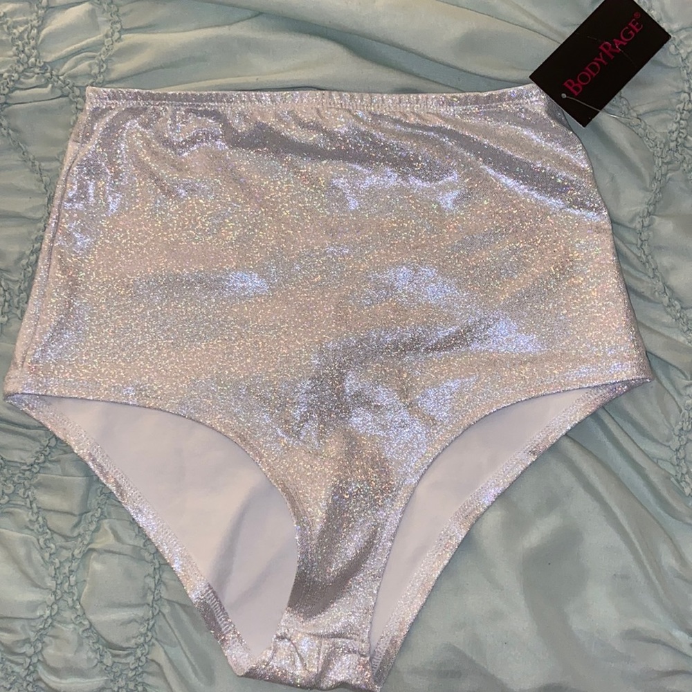 Silver high wasted spandex shorts